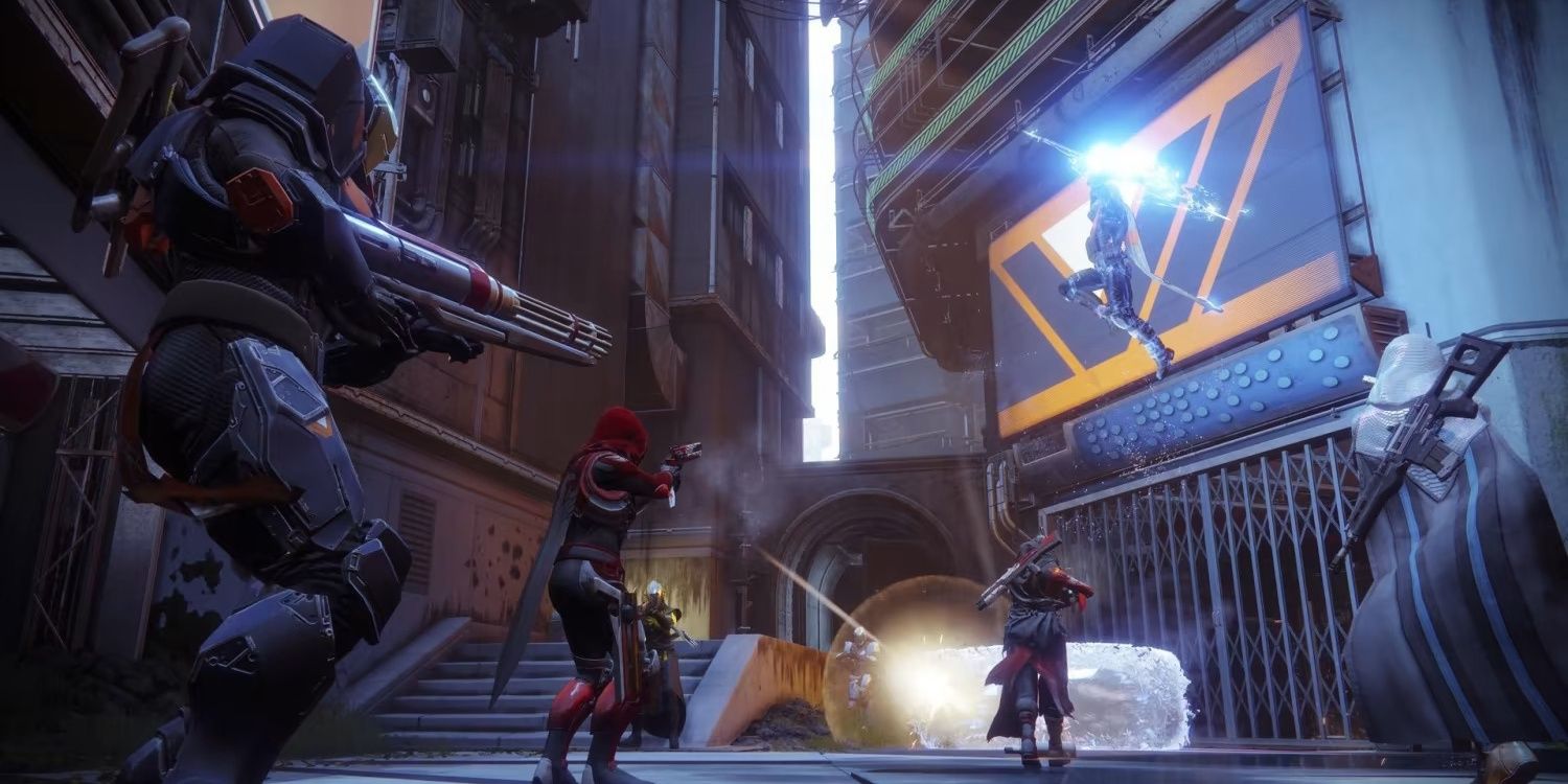 A guardian using a the stormcaller subclass in the crucible in Destiny 2