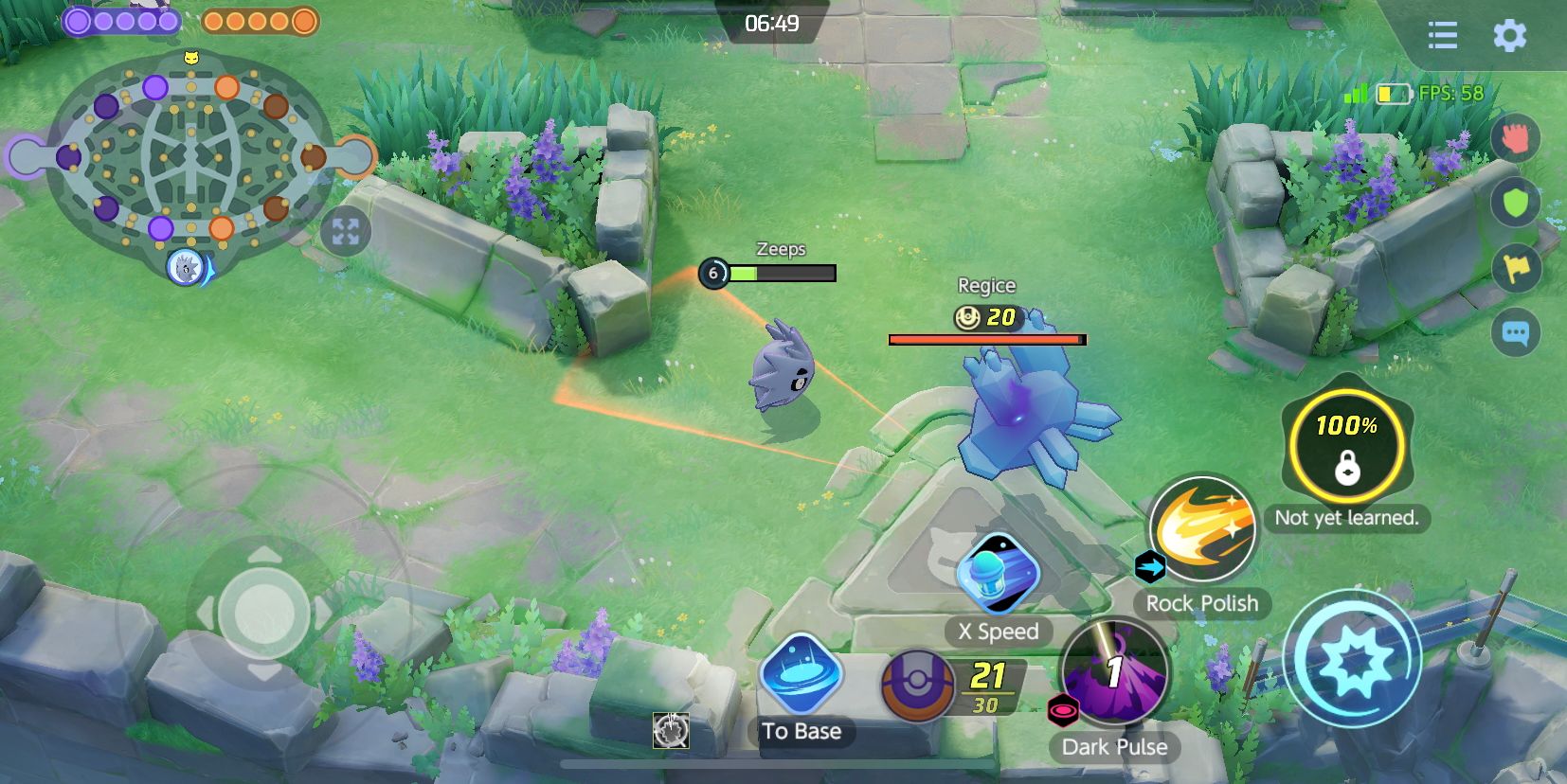 Pupitar fighting Regice in Pokemon Unite