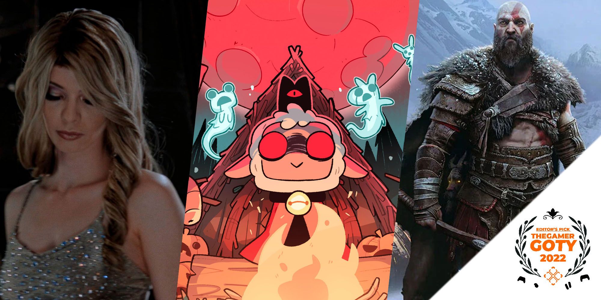 Andrew GOTY cover photo, with Immortality, Cult of the Lamb, and God of War Ragnarok
