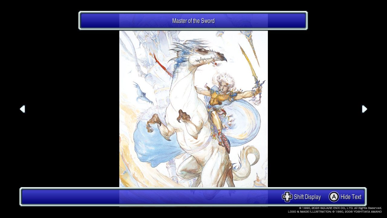 An image of the Master Of The Sword art from the Gallery in Final Fantasy 3 Pixel Remaster.