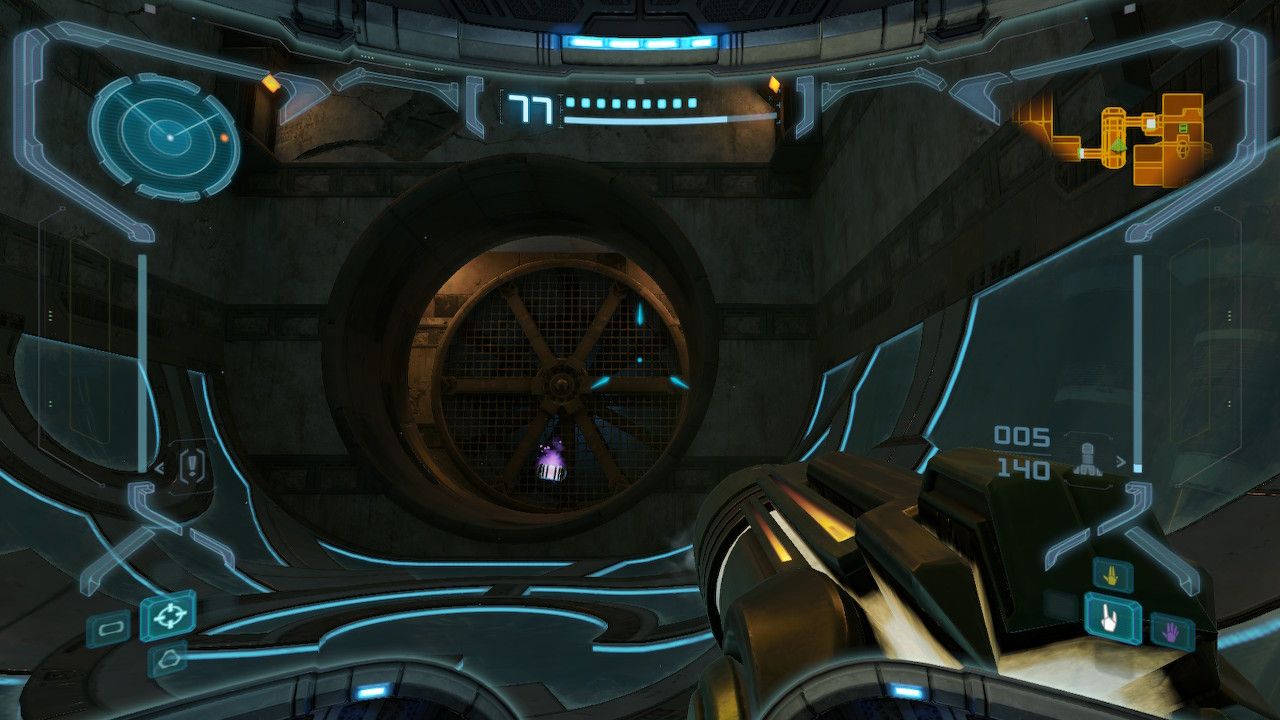 The energy tank in the ventilation shaft after being freed.