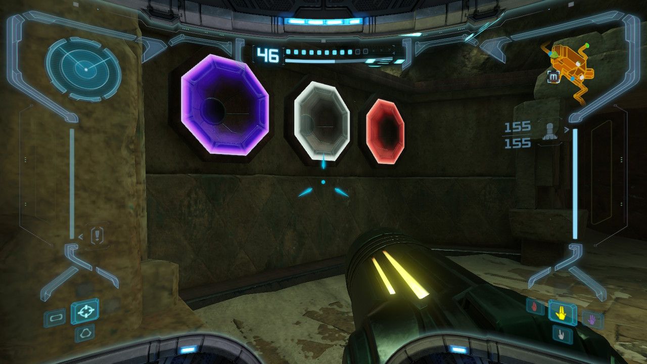 The three ball slots in the Hall of Elders, each opened with a different beam.