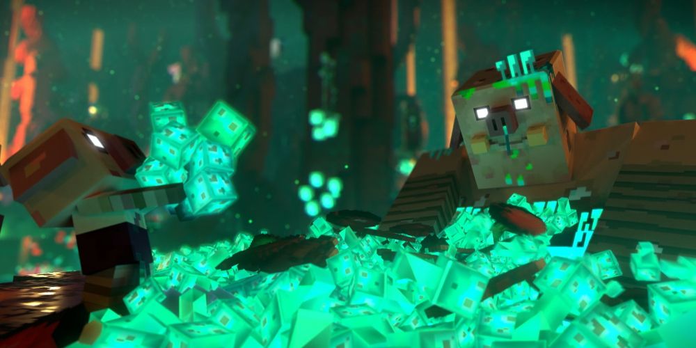 The Devourer's toxic bath in Minecraft Legends