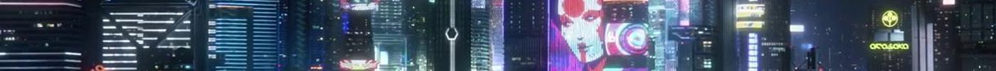 Divider image showing a fragment of Night City at night in Cyberpunk 2077.