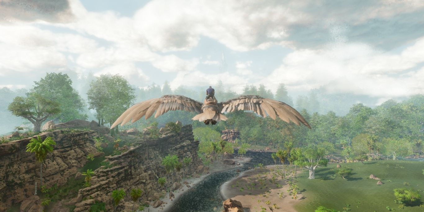 Ark Survival Ascended Flying Across The Map On Argentavis