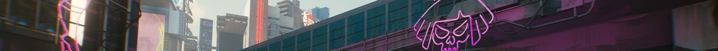 A Cyberpunk 2077 divider image showing the entrance of Lizzie's Bar.