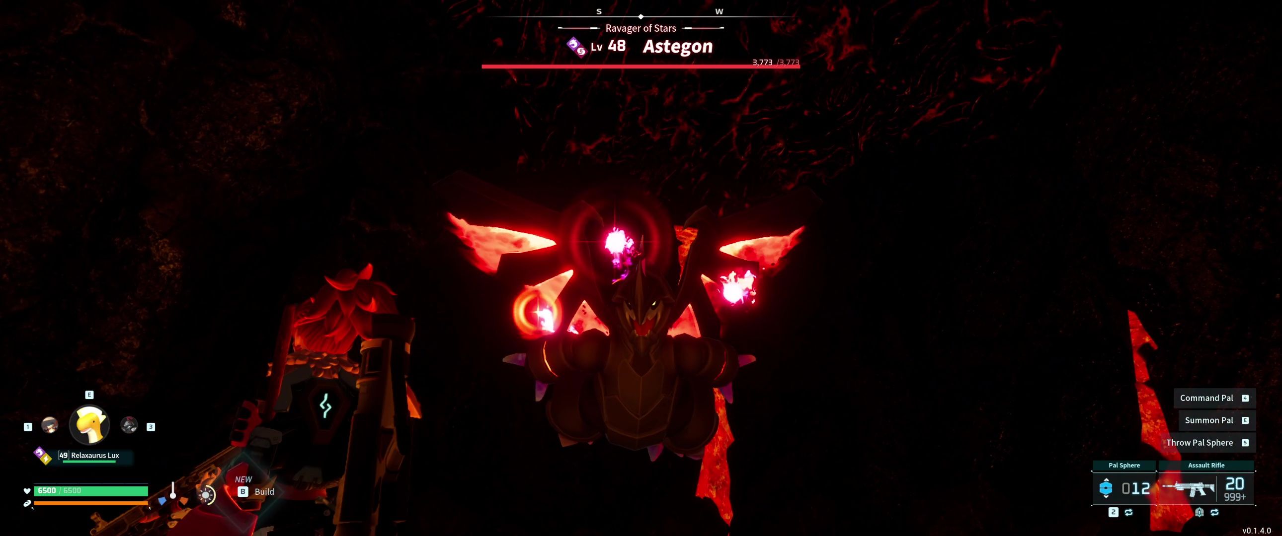 A picture of Palword showing Alpha Boss Astegon preparing Spirit Flame