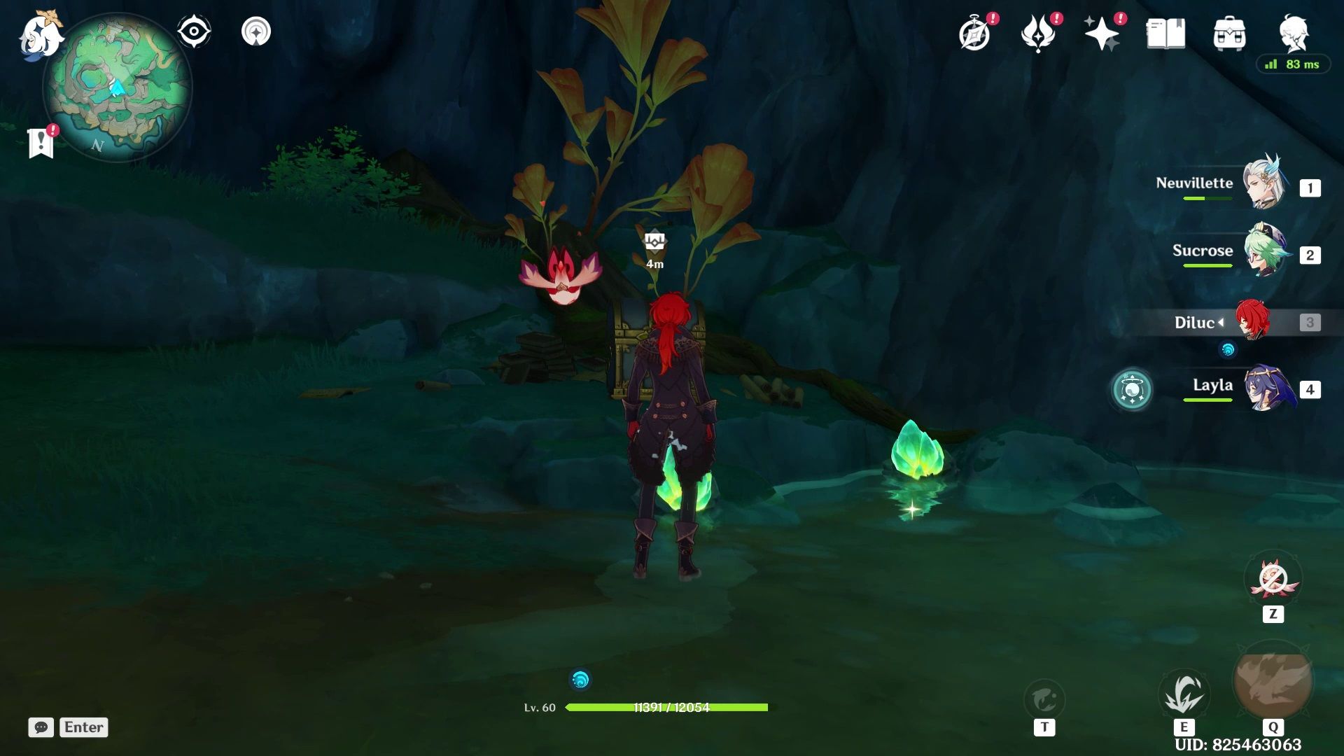Diluc standing close to a luxurious chest in Chenyu Vale in Genshin Impact. 