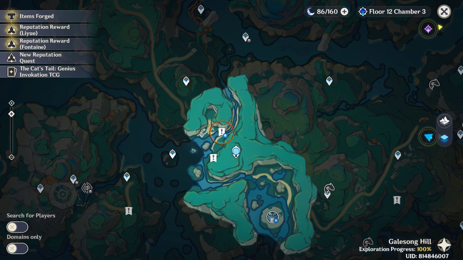 Tevyat World Map showing the location of the fourth Miasma that need to be purified in Chenyu Vale in Genshin Impact