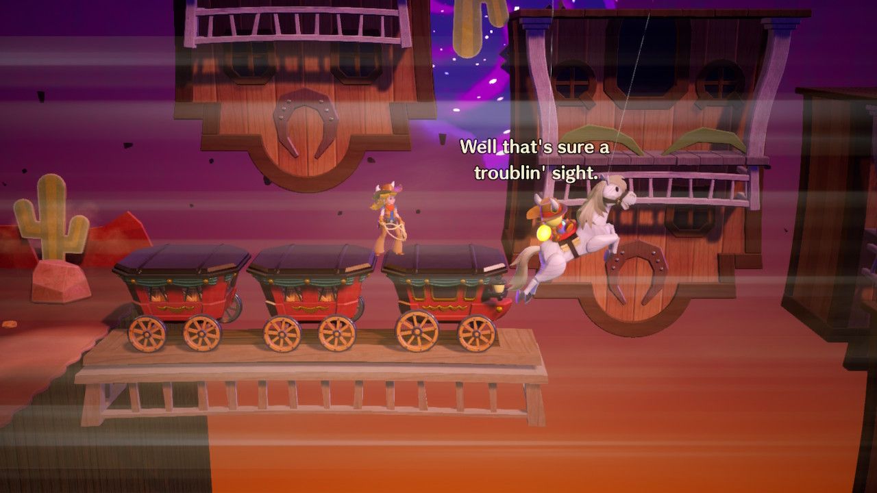 Princess Peach Showtime Peach riding on a horse carriage