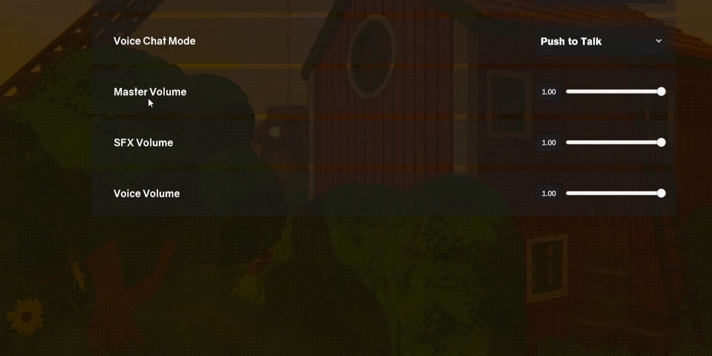 The audio settings in Content Warning