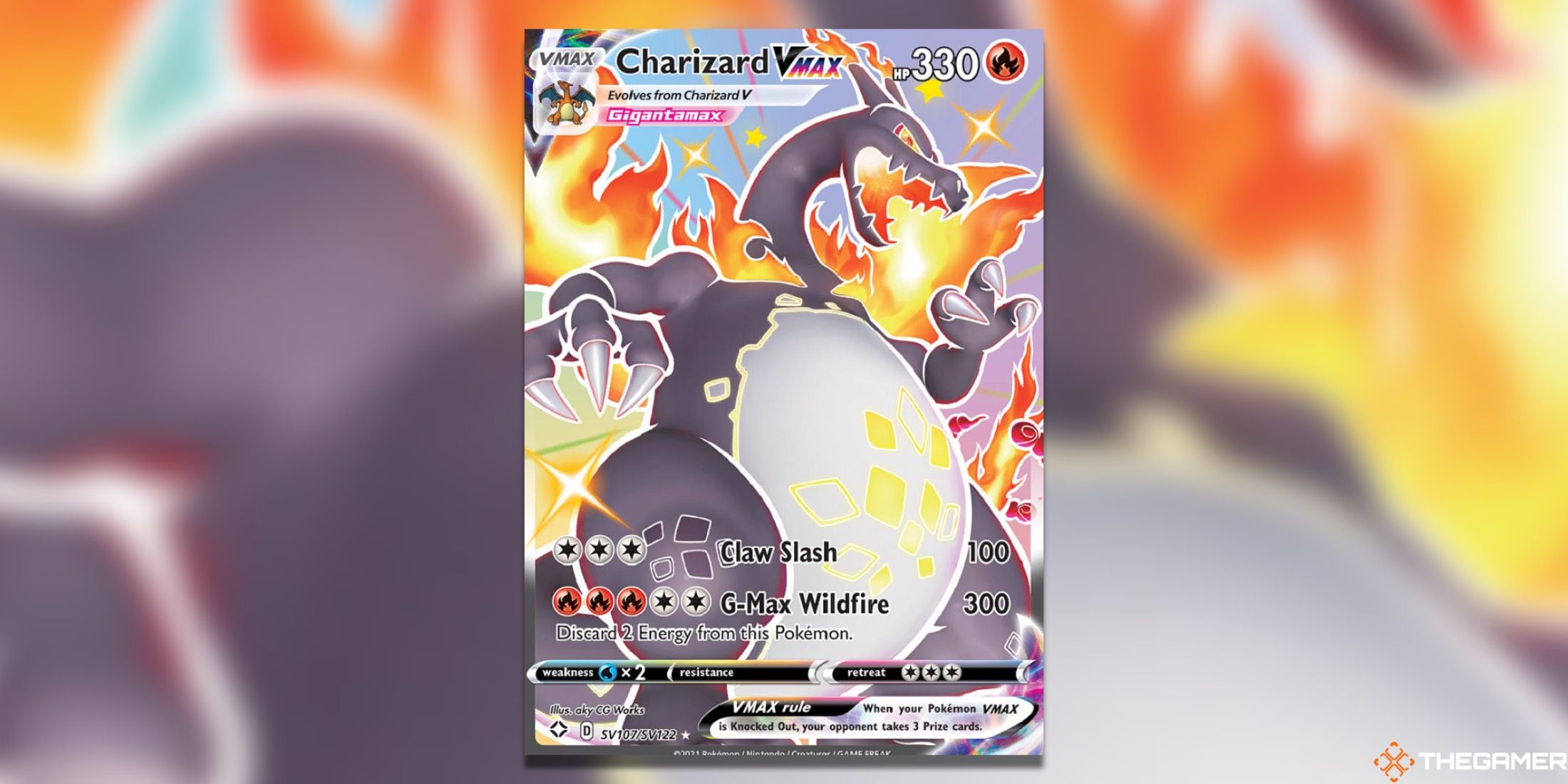 The Shining Fates Shiny Charizard VMAX from the Pokemon TCG.