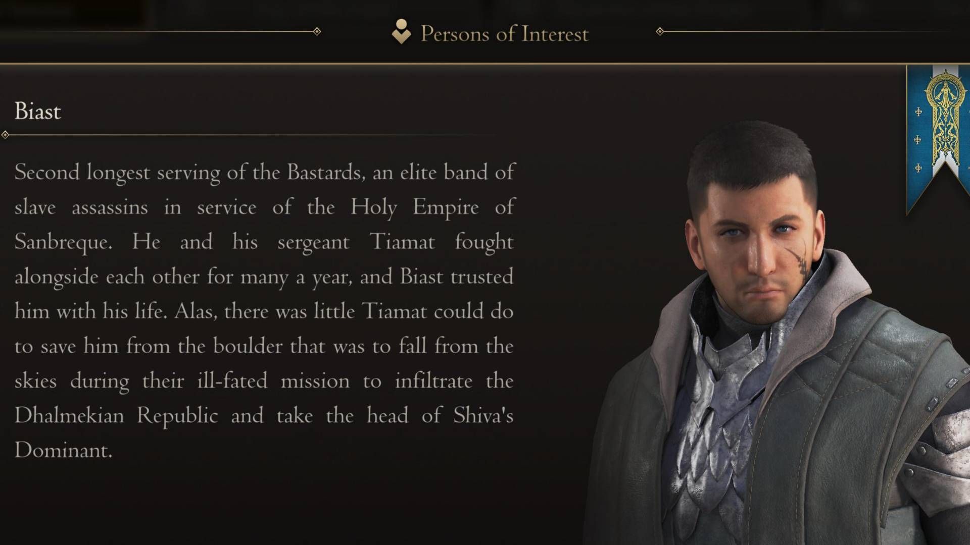 The Persons of Interest tab for Biast of the Wyverns in Final Fantasy 16.