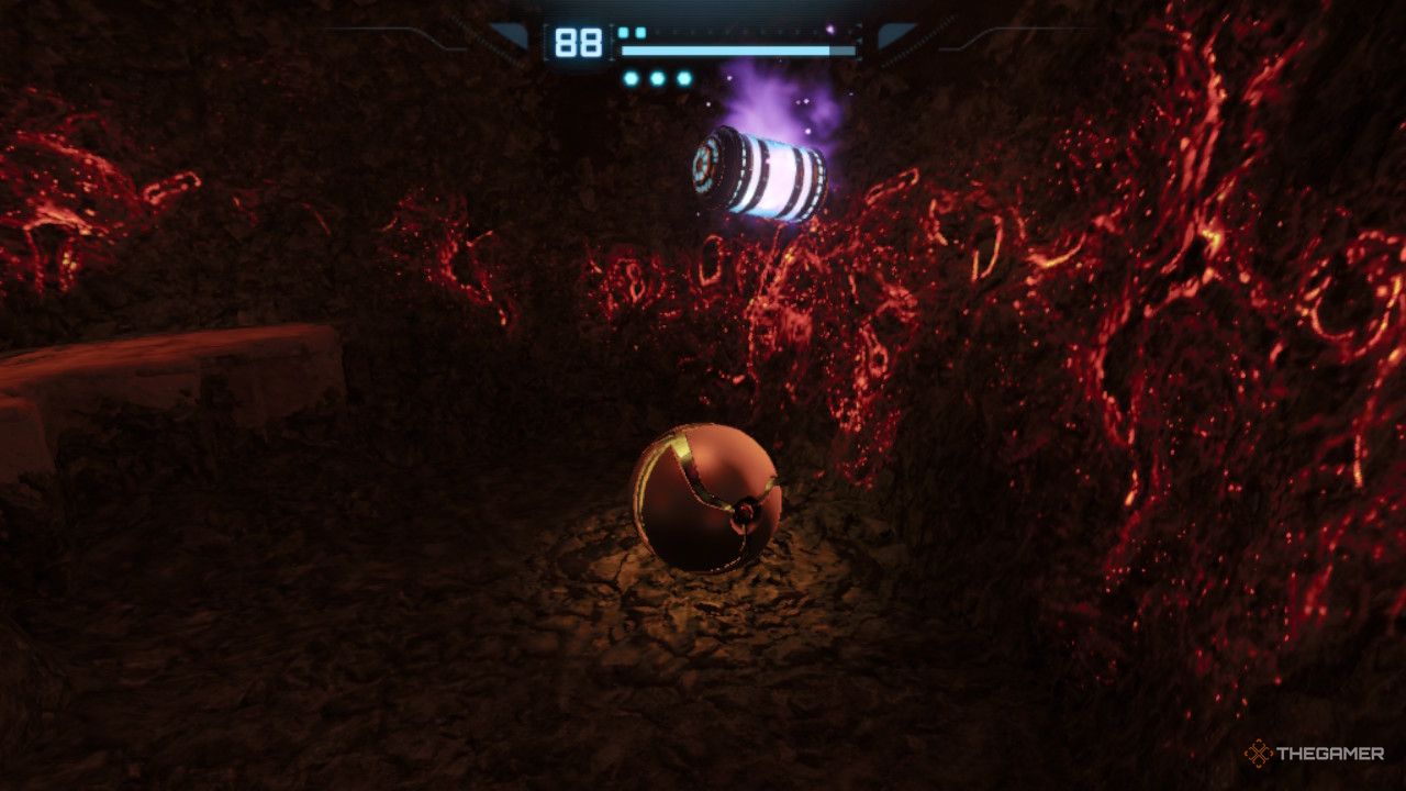 Samus discovers the energy tank hidden in the Furnace.