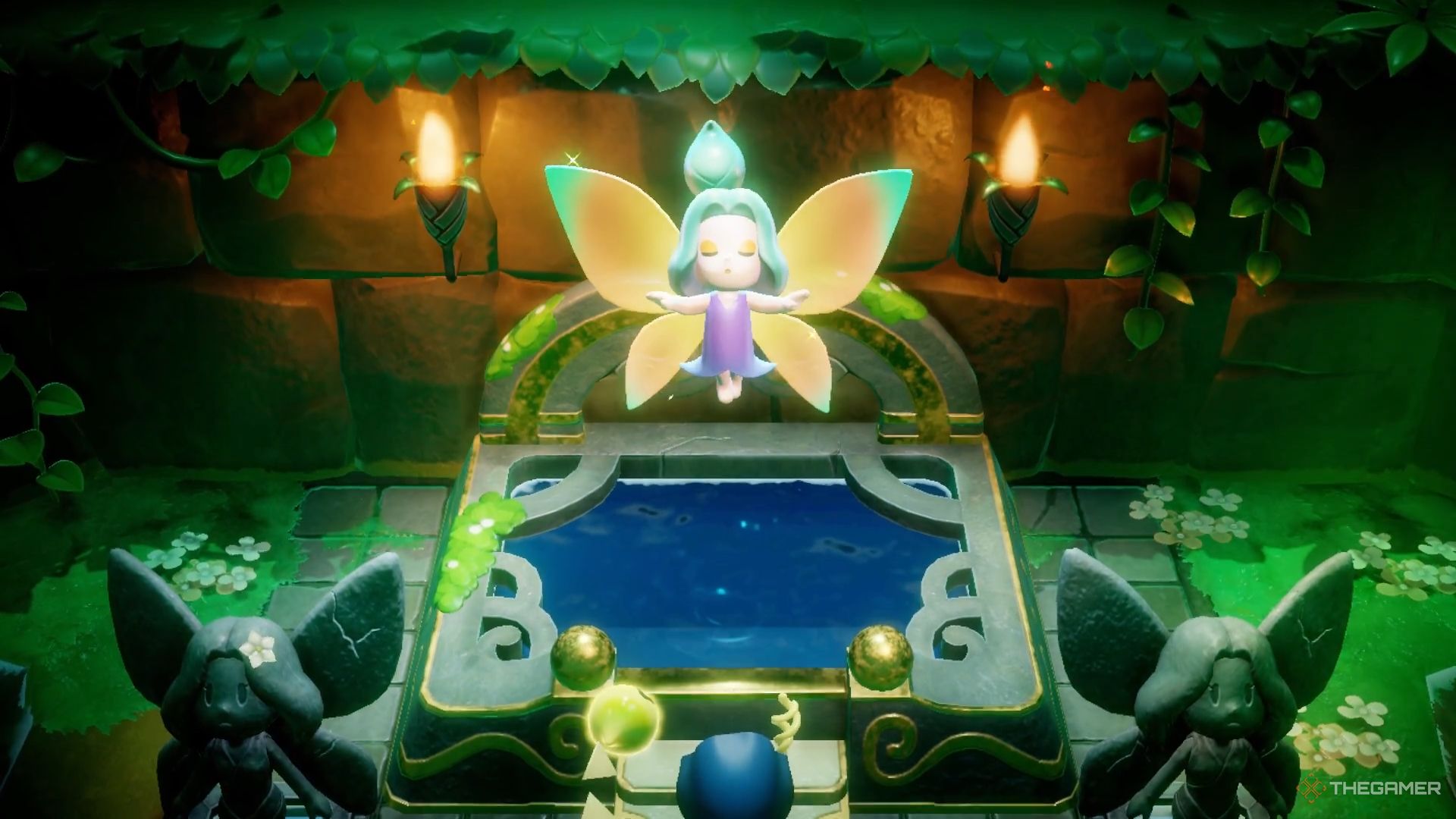 The Great Fairy emerging from her fountain.