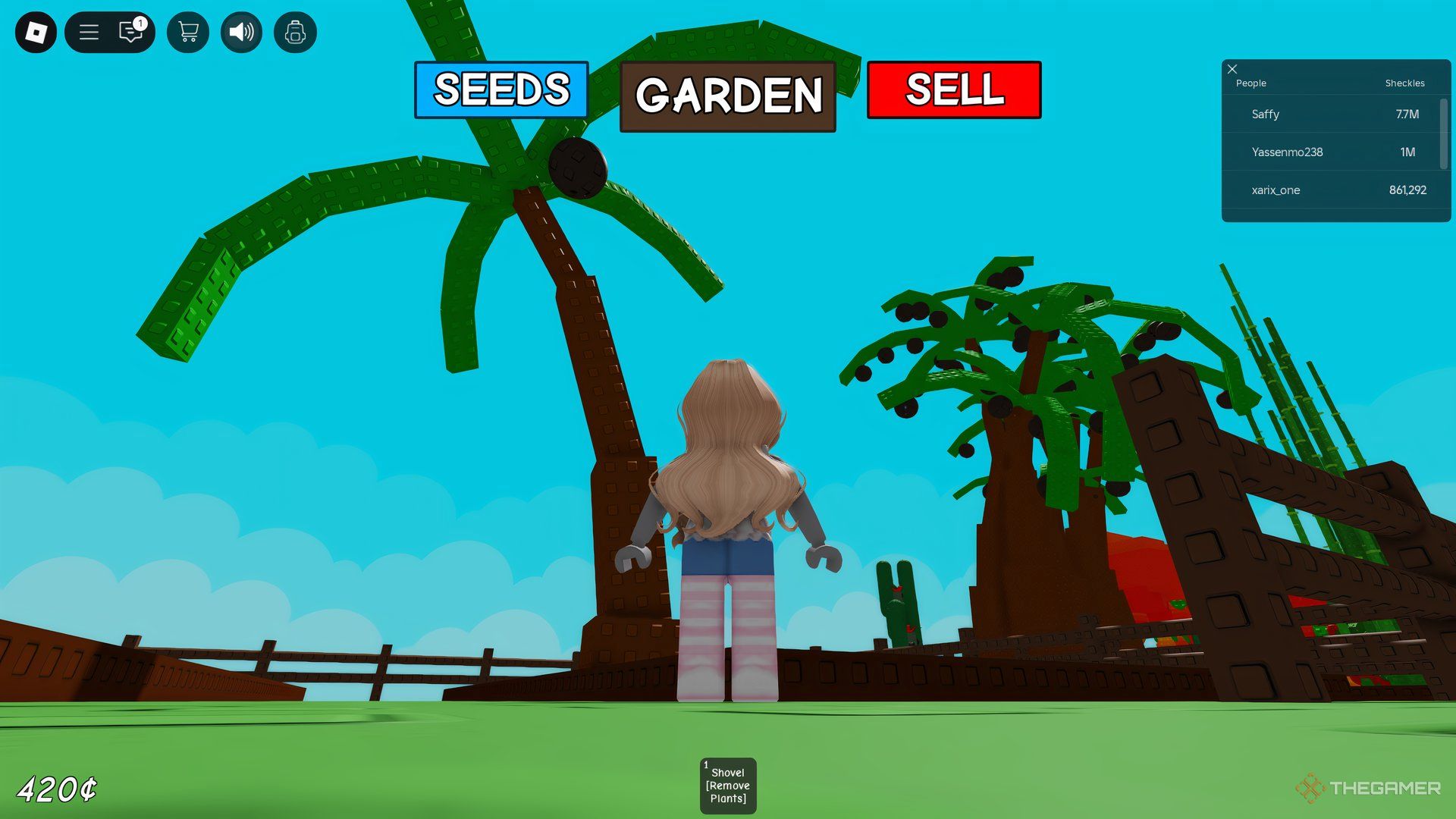 A Coconut tree is fully grown in Roblox: Grow A Garden.