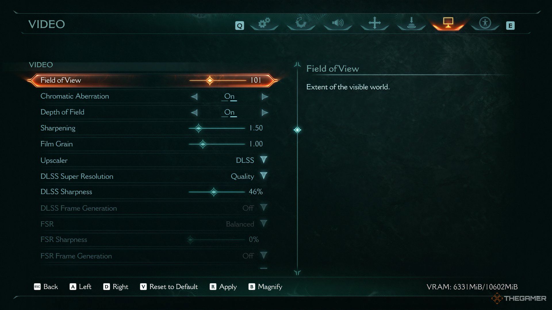 At the video settings of DOOM: The Dark Ages. 