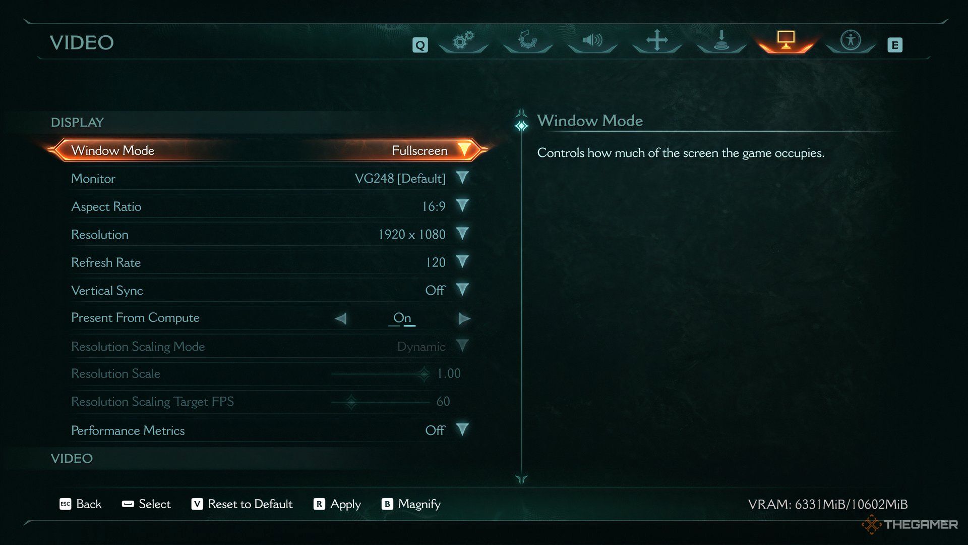 In the display settings of DOOM: The Dark Ages. The first option is selected. 