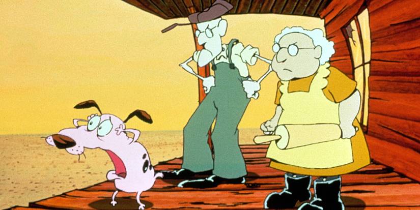Courage the Cowardly Dog cartoon jaw dropped with owners.