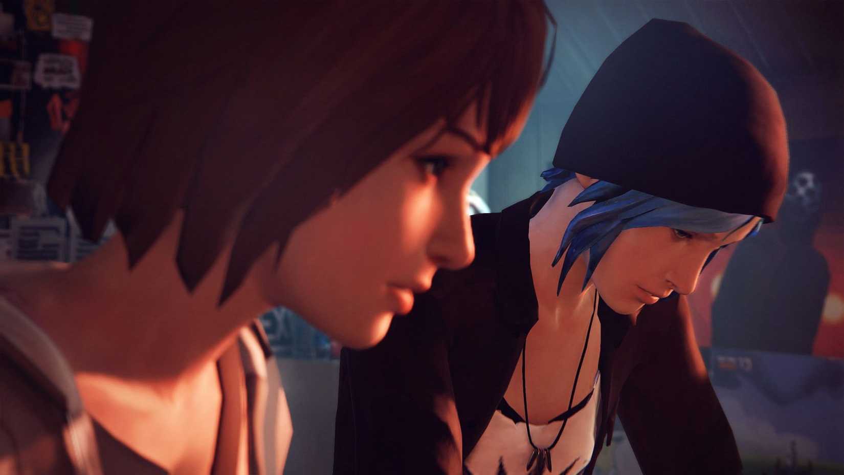 Max Caulfield and Chloe Price sit side by side in life is strange.