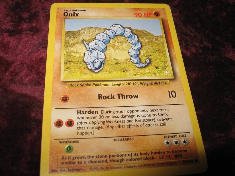 1995 onix pokemon card value Pokemon Base Set Common Onix #56