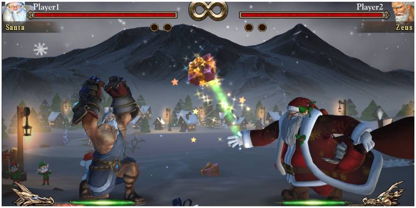 Santa battles Zeus in the Fight of Gods