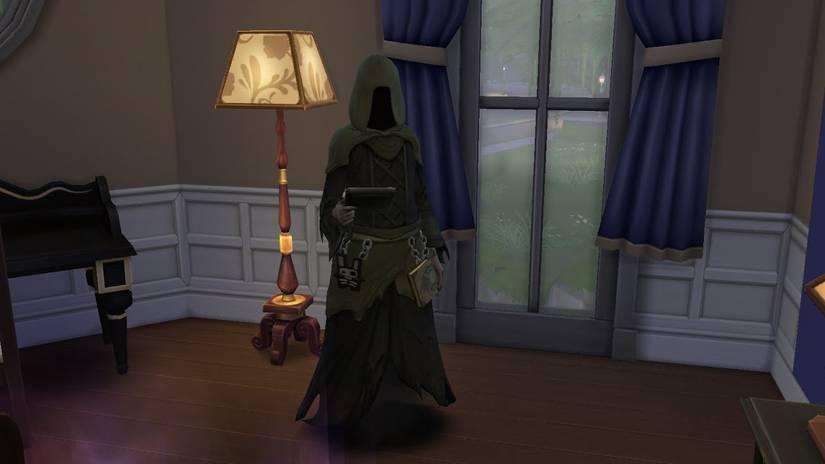A cruel reaper stood and read something in Sims 4.