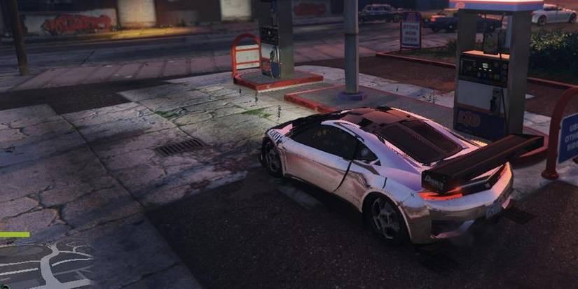 fuel script mod for gta v - a car at a gas station