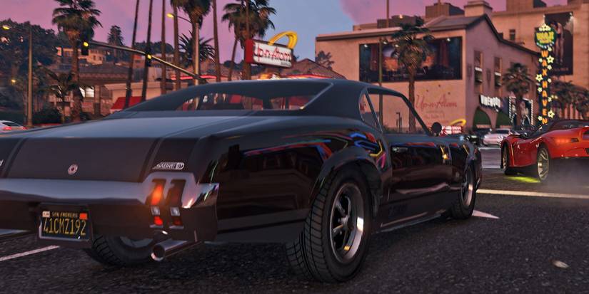 gta v realistic driving mod - a black car driving