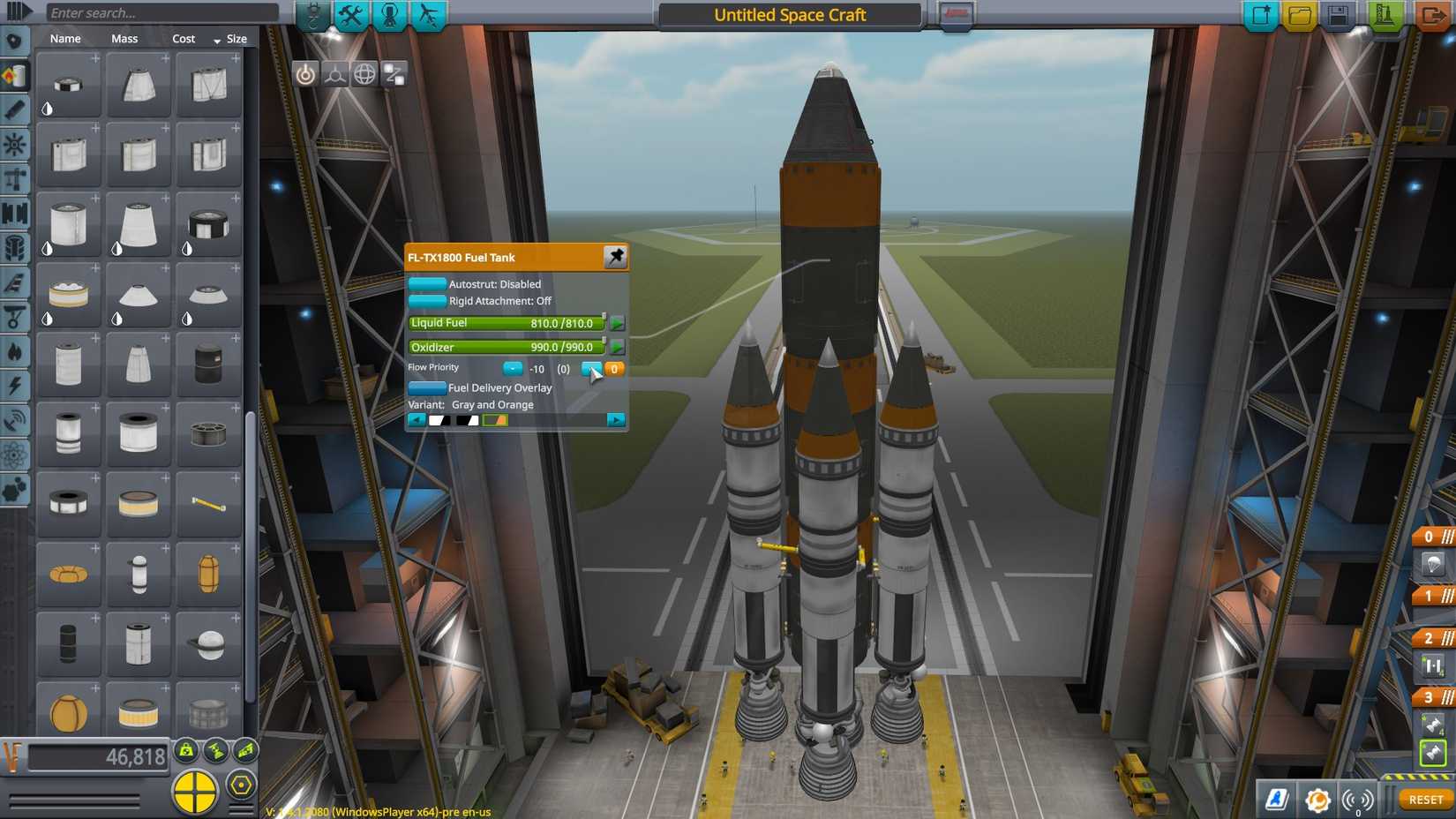 The rocket is being built in the Kerbal Space Program.