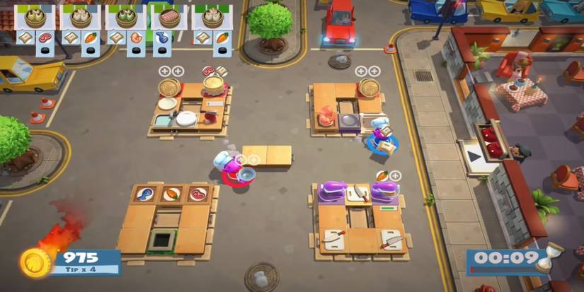 Overcooked 2 Kevin Level 2 sushi and egg rolls in street kitchen