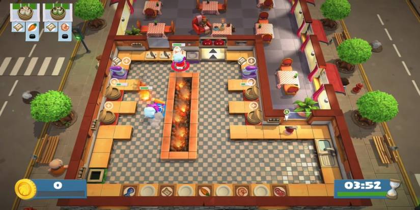 Overcooked 2 Kevin level 4 suchi kitchen with fire pit