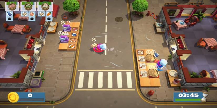 Overcooked 2 Kevin level 5 crossing street to egg roll sushi stations 