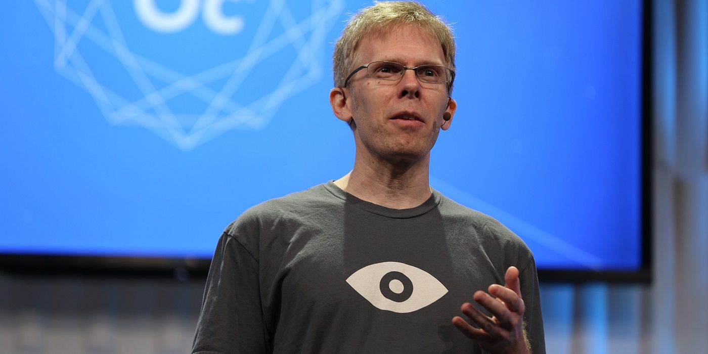 John Carmack speaking on stage