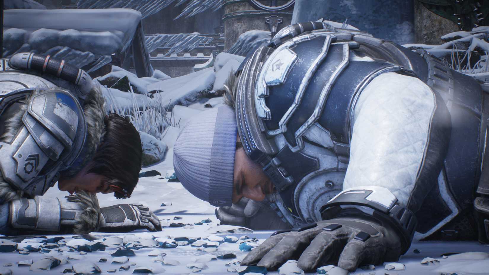 Del and Kait on Earth in Gears 5.