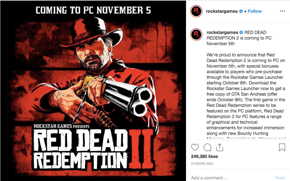 Red Dead Redemption 2 For PC Now Available to Pre-Purchase via the Rockstar  Games Launcher - Rockstar Games