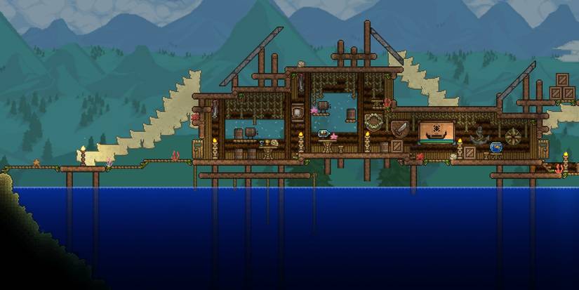Terraria house over water