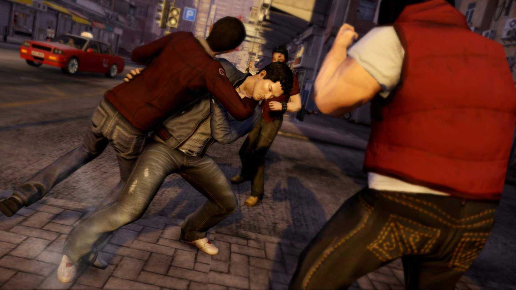 Wei Chen about to slam an enemy in Sleeping Dogs.