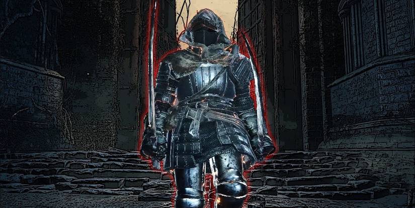 An Ashen One walking toward the camera with the Warden Twinblades equipped in Dark Souls 3.