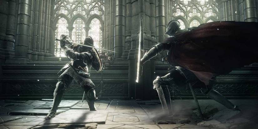 Lothric Knights squaring off against one another in Dark Souls 3.