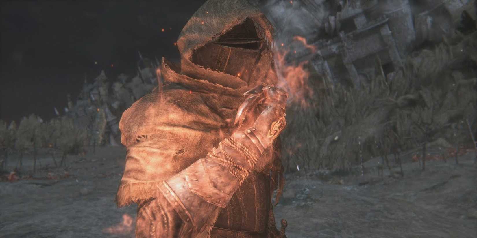 Dark Souls 3, the Ashen One linking the First Flame.