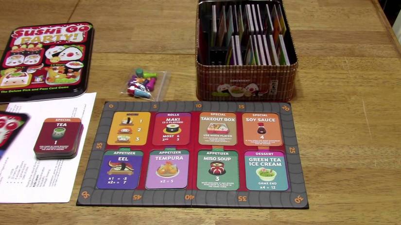 Sushi Go Party Card is installed near the box. 