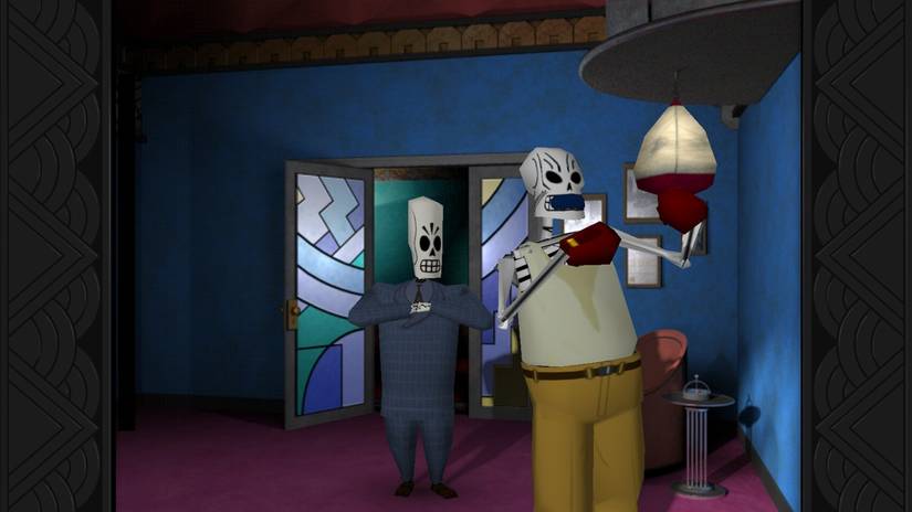 One character looking at a guy boxing in Grim Fandango.