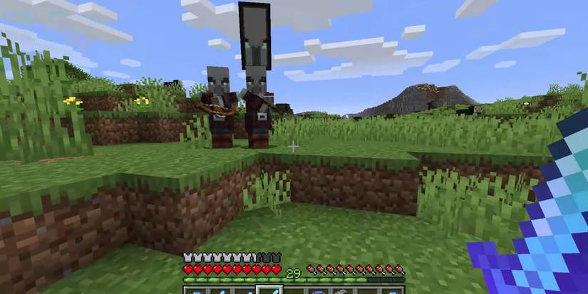 Minecraft Player facing raid captain