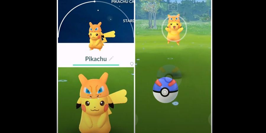 pokemon go pikachu with charizard hat