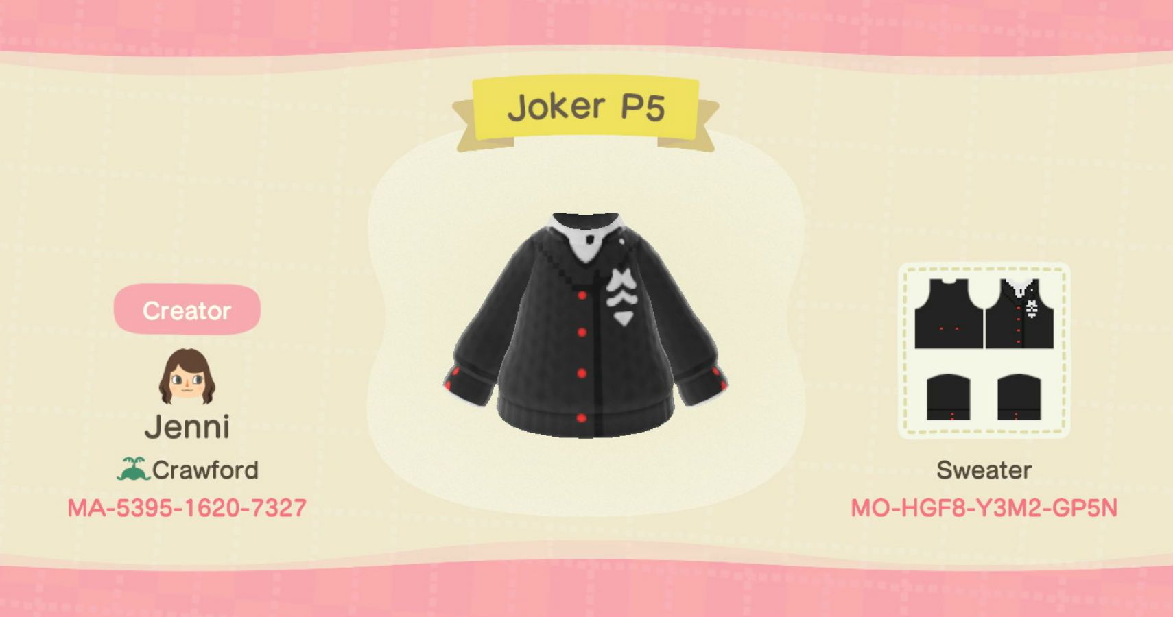 Animal Crossing New Horizons Codes To Look Like A Persona 5