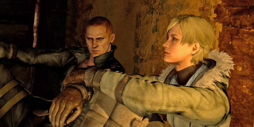 Sherry Birkin sitting next to someone.