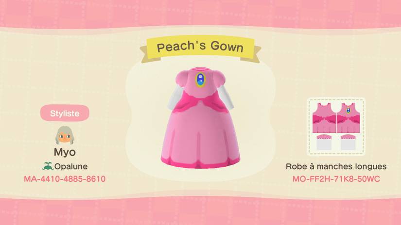princess peach dress animal crossing hiiiii here is the code for my Princess Peach dress! #AnimalCrossing #ACNH  #NintendoSwitch
