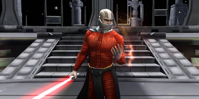 Star Wars Knight Of The Republic Darth Malak holding his lightsaber 
