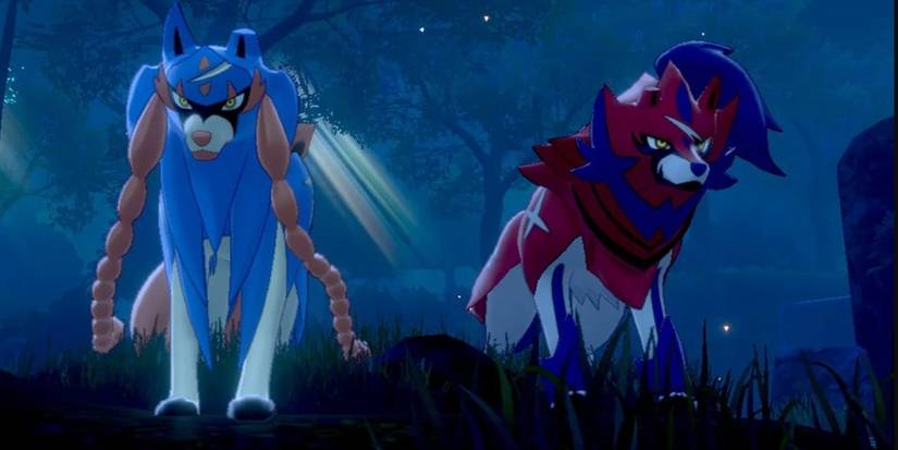 Zacian and Zamazenta stand next to each other in Pokemon Sword and Shield.